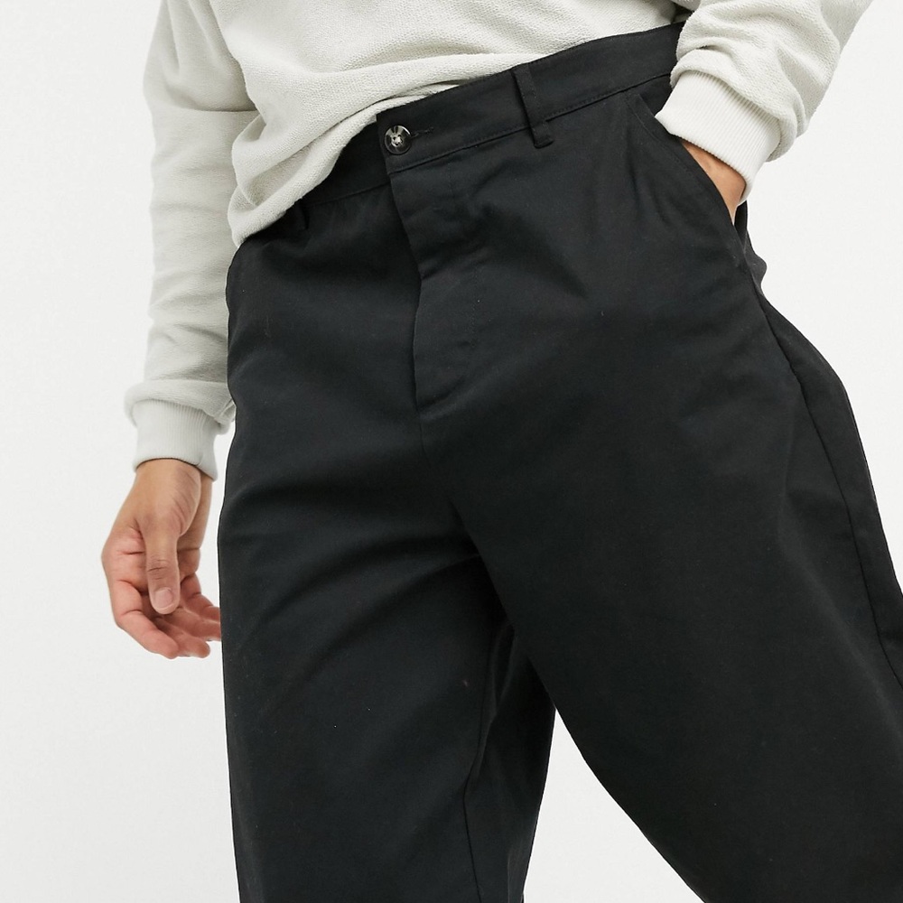 ASOS Design Oversized Tapered Chinos In Black